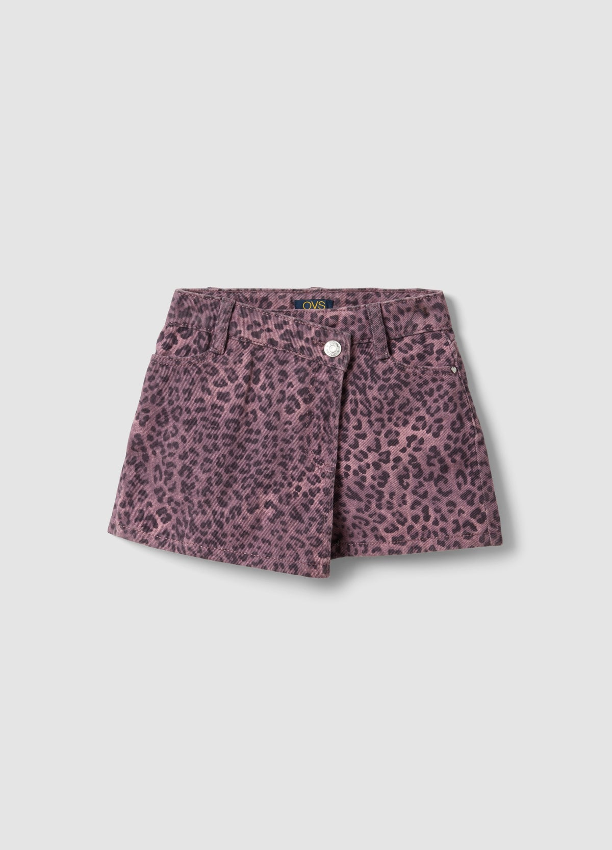 OVS Pink Animal-Print Slim-Fit Pure Cotton Shorts For Girls