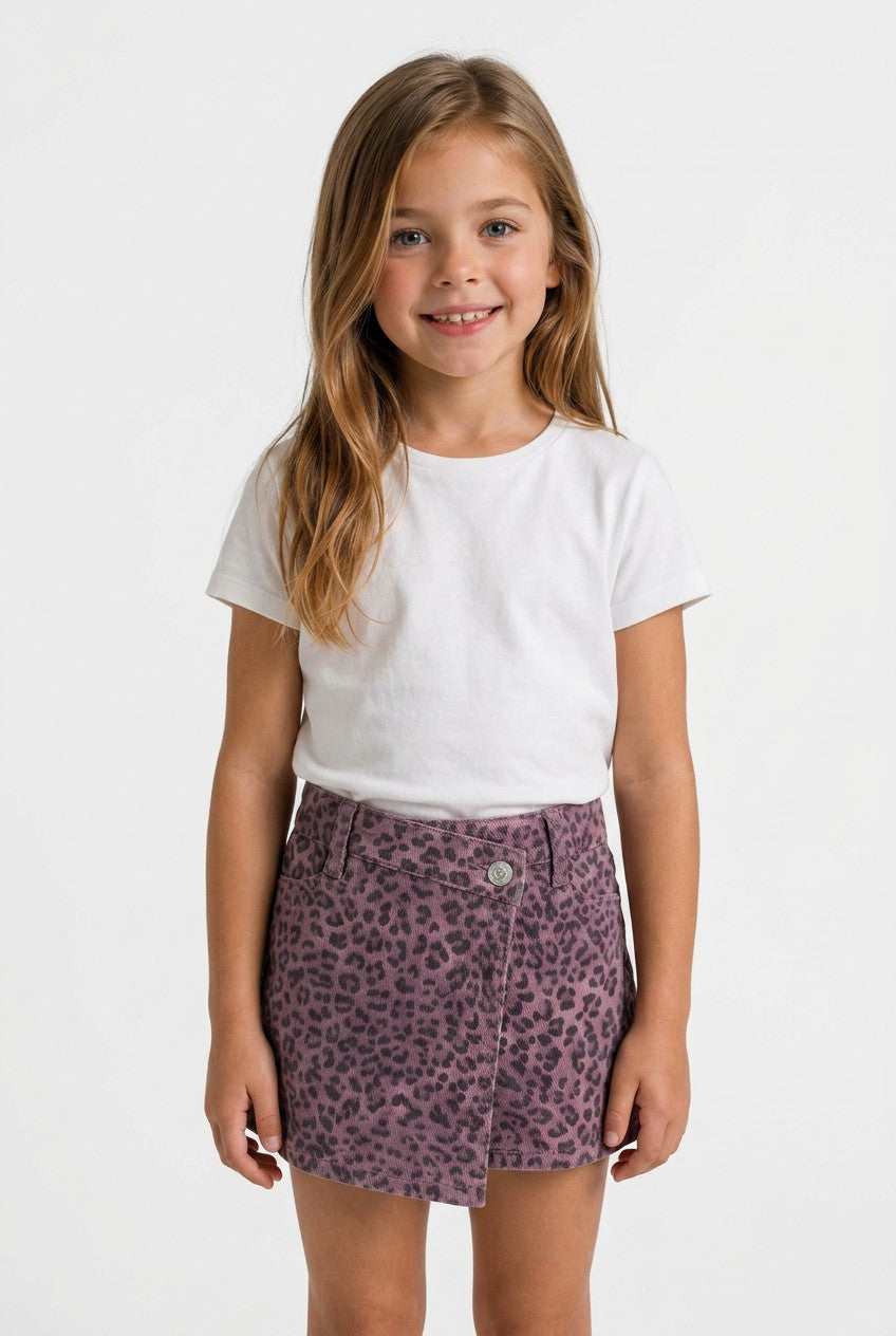 OVS Pink Animal-Print Slim-Fit Pure Cotton Shorts For Girls