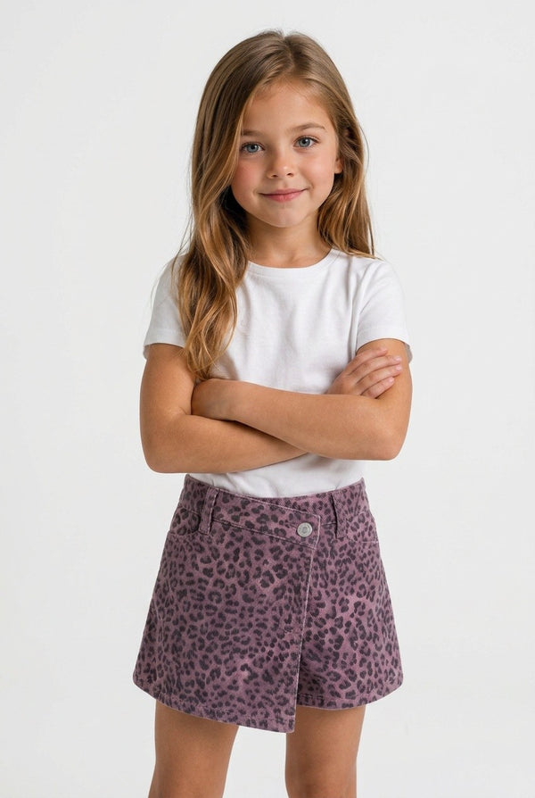 OVS Pink Animal-Print Slim-Fit Pure Cotton Shorts For Girls
