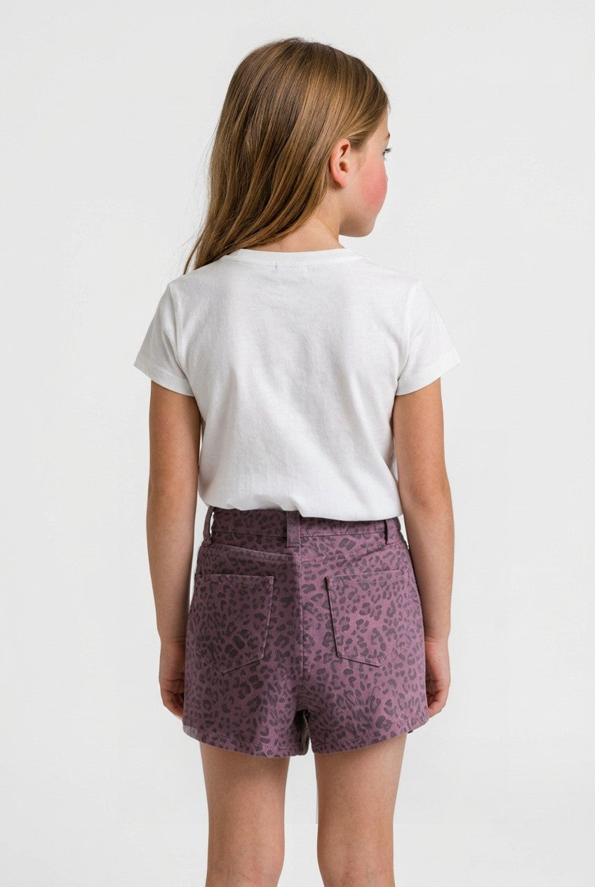 OVS Pink Animal-Print Slim-Fit Pure Cotton Shorts For Girls