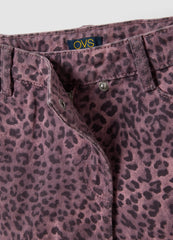 OVS Pink Animal-Print Slim-Fit Pure Cotton Shorts For Girls