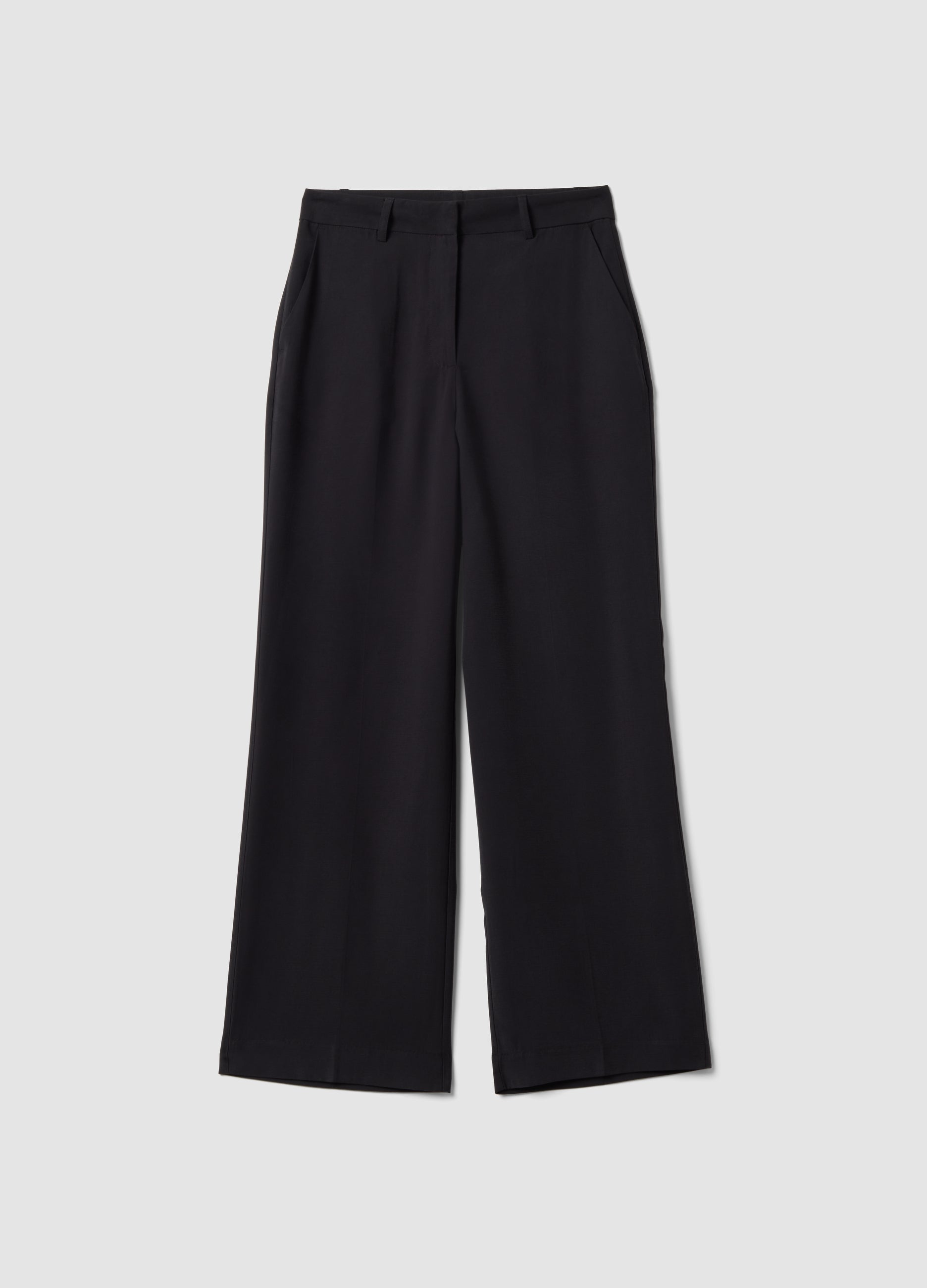 OVS Black Viscose-Blend Straight-Leg Trousers