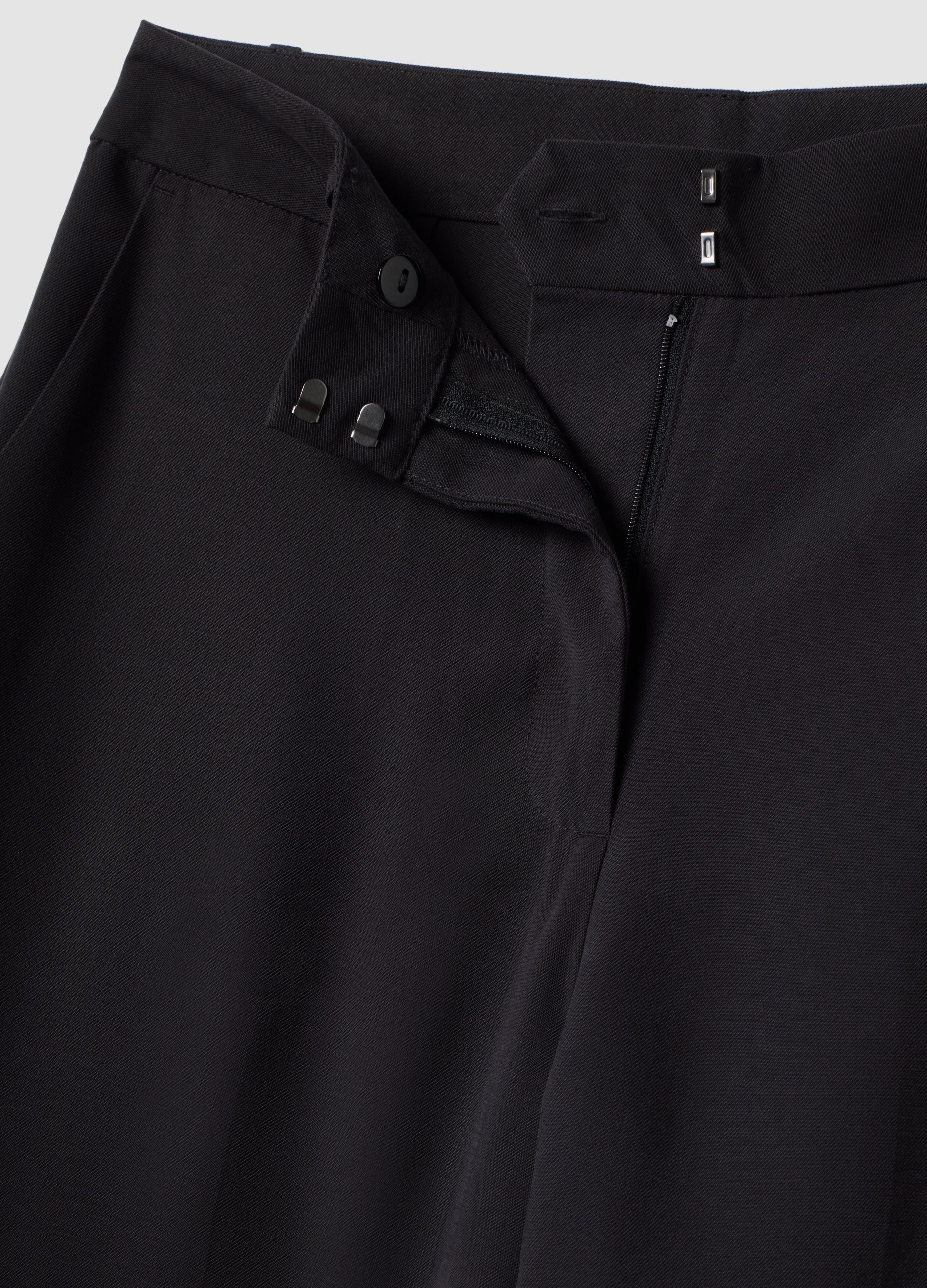 OVS Black Viscose-Blend Straight-Leg Trousers