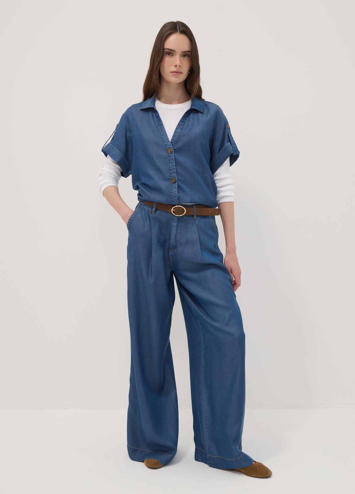 OVS Blue Wide-Leg Jeans In Pure Lyocell