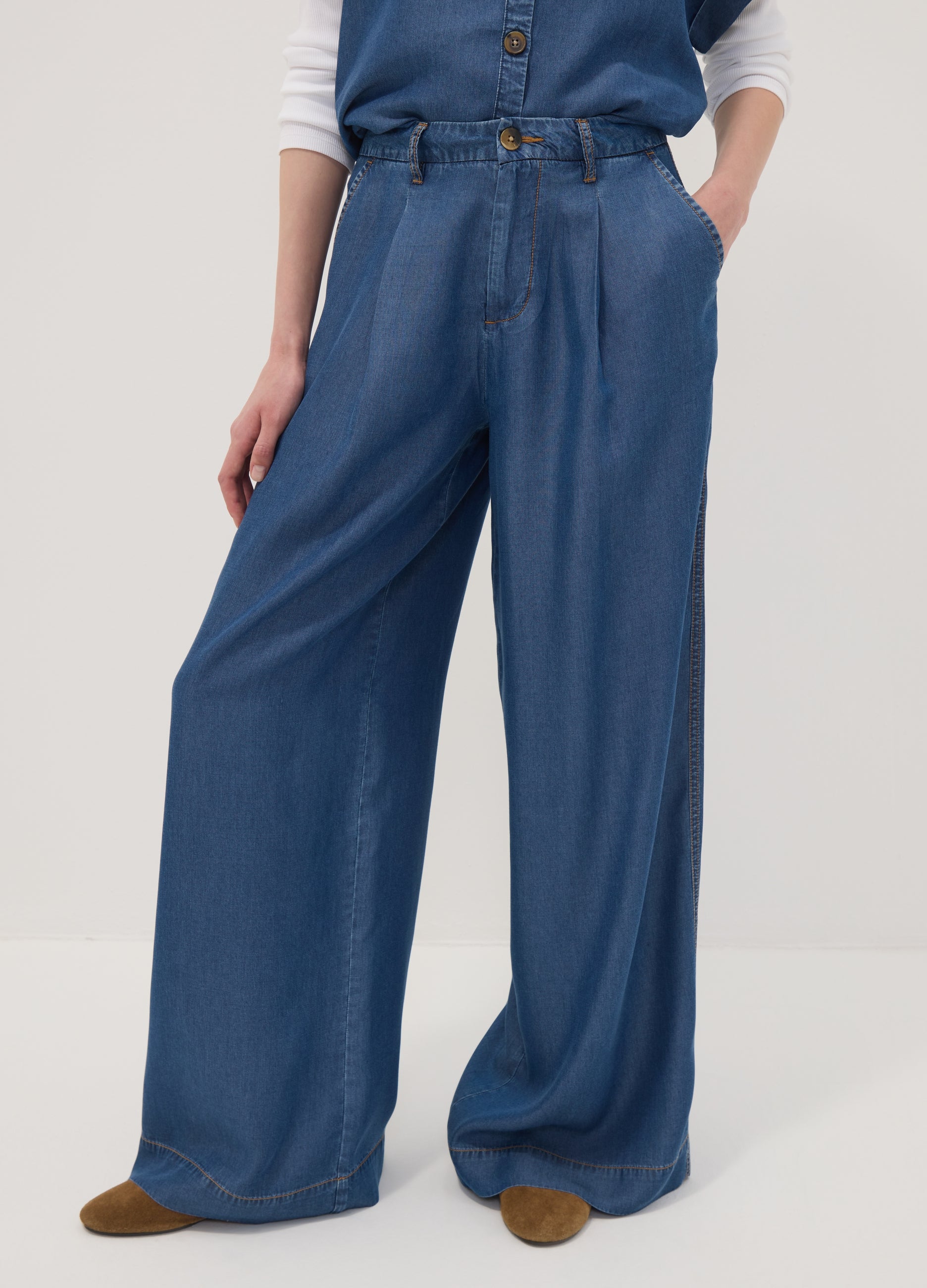 OVS Blue Wide-Leg Jeans In Pure Lyocell