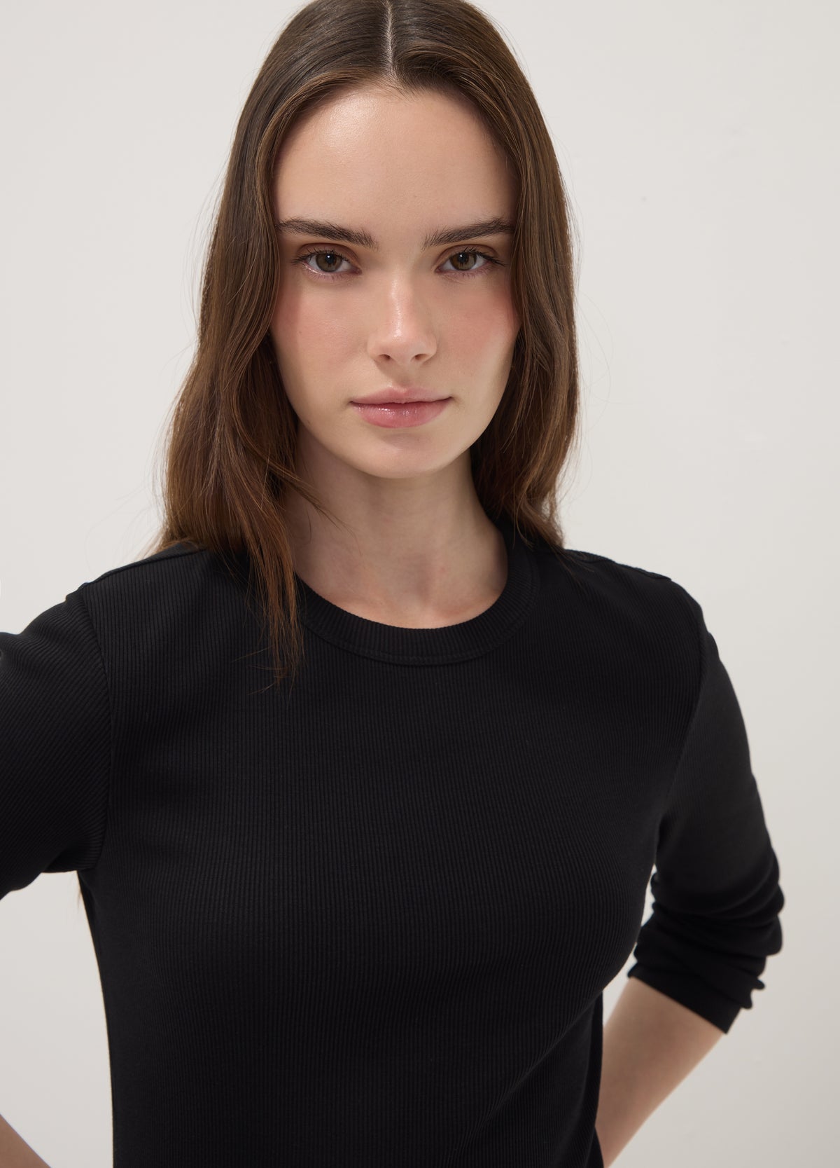OVS Black Long-Sleeve Pure Cotton T-Shirt