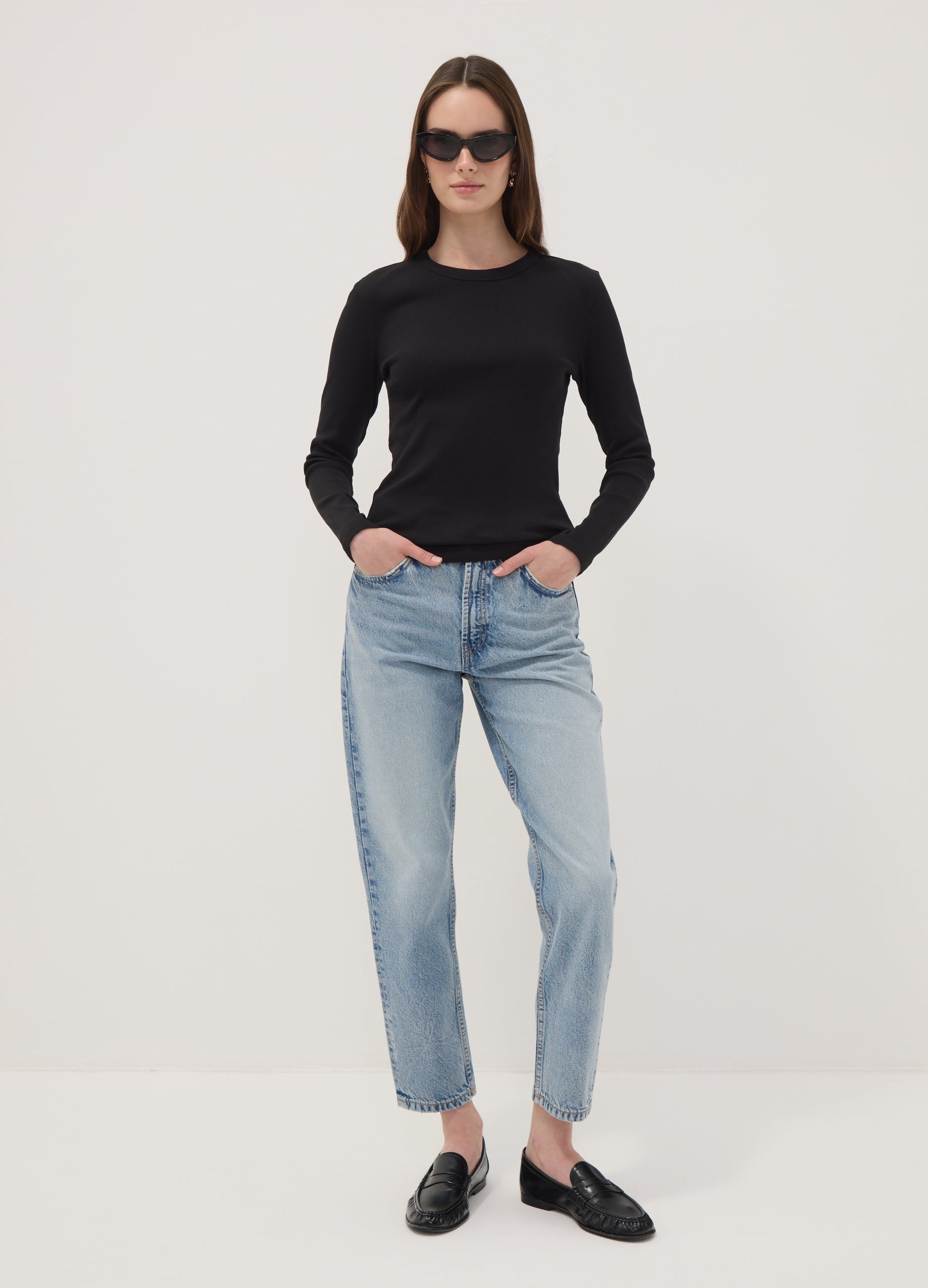 OVS Black Long-Sleeve Pure Cotton T-Shirt