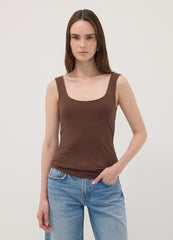 OVS Brown Fitted Stretch-Cotton Tank Top