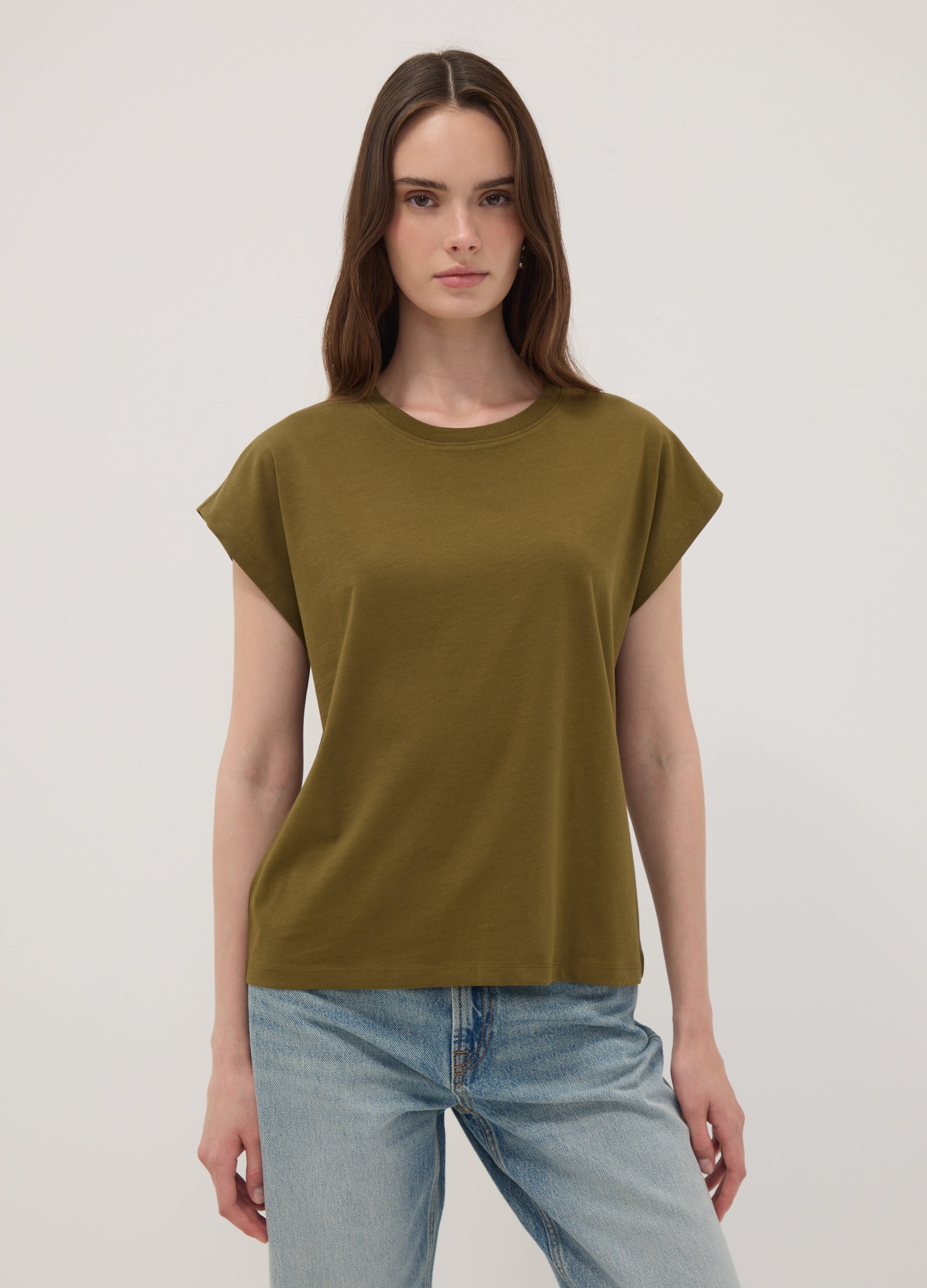 OVS Green Pure Cotton Regular-Fit Short-Sleeve T-Shirt