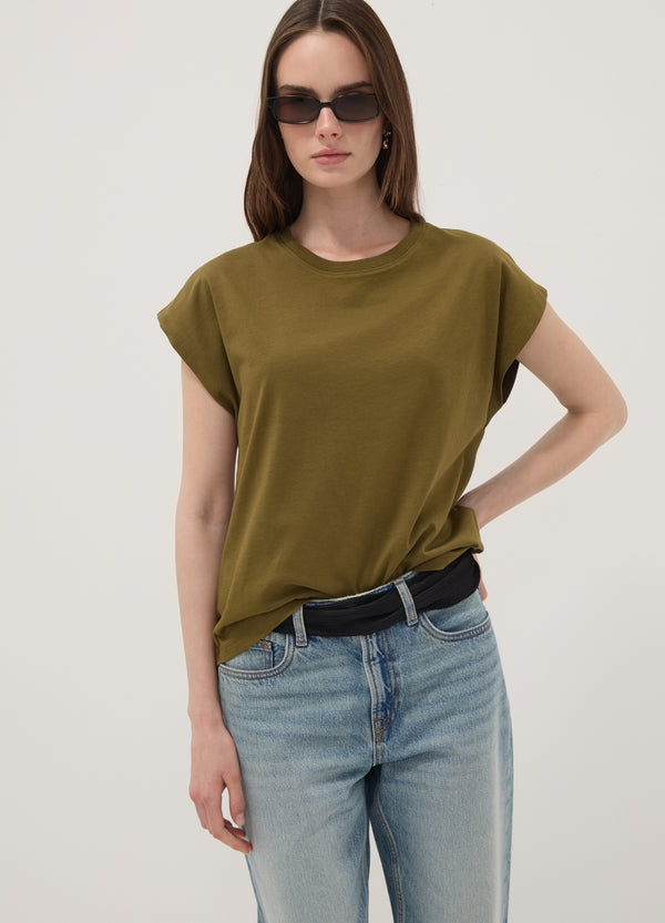 OVS Green Pure Cotton Regular-Fit Short-Sleeve T-Shirt