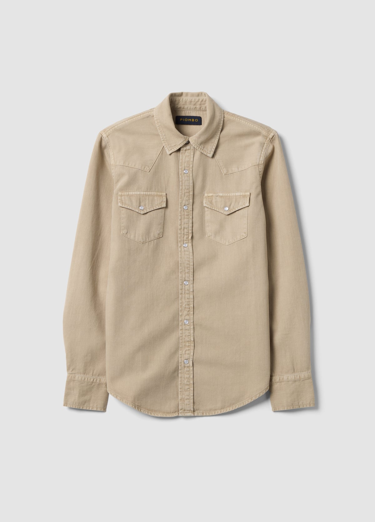 OVS Beige Pure Cotton Shirt With Snap Buttons, Regular Fit