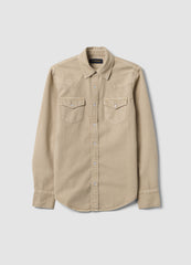 OVS Beige Pure Cotton Shirt With Snap Buttons, Regular Fit