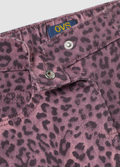 OVS Purple Wide-Leg Pure Cotton Trousers With Animal Print For Girls