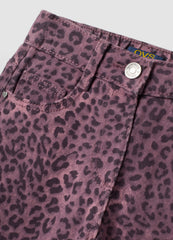 OVS Purple Wide-Leg Pure Cotton Trousers With Animal Print For Girls