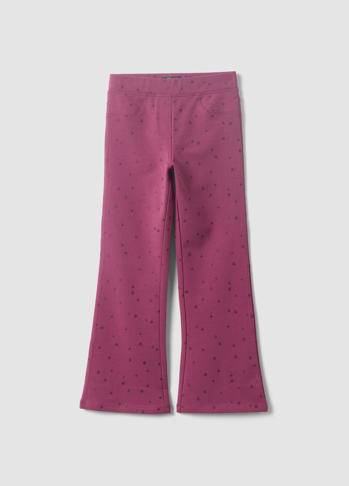 OVS Girls’ Purple Flared Stretch-Cotton Trousers With Star Print