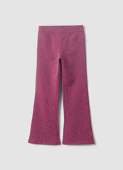 OVS Girls’ Purple Flared Stretch-Cotton Trousers With Star Print