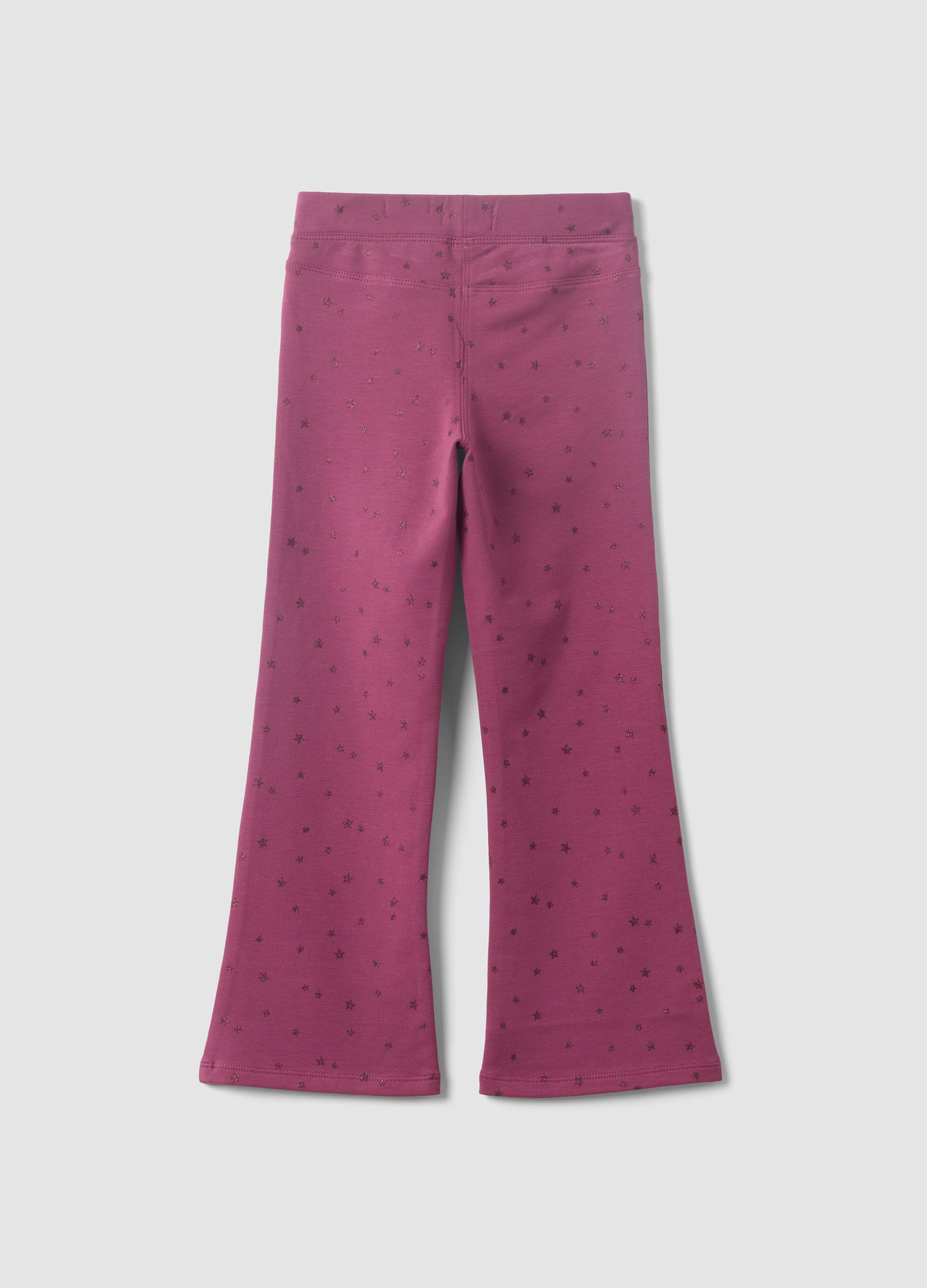OVS Girls’ Purple Flared Stretch-Cotton Trousers With Star Print