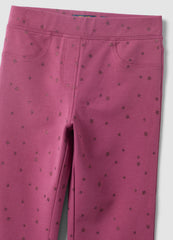 OVS Girls’ Purple Flared Stretch-Cotton Trousers With Star Print