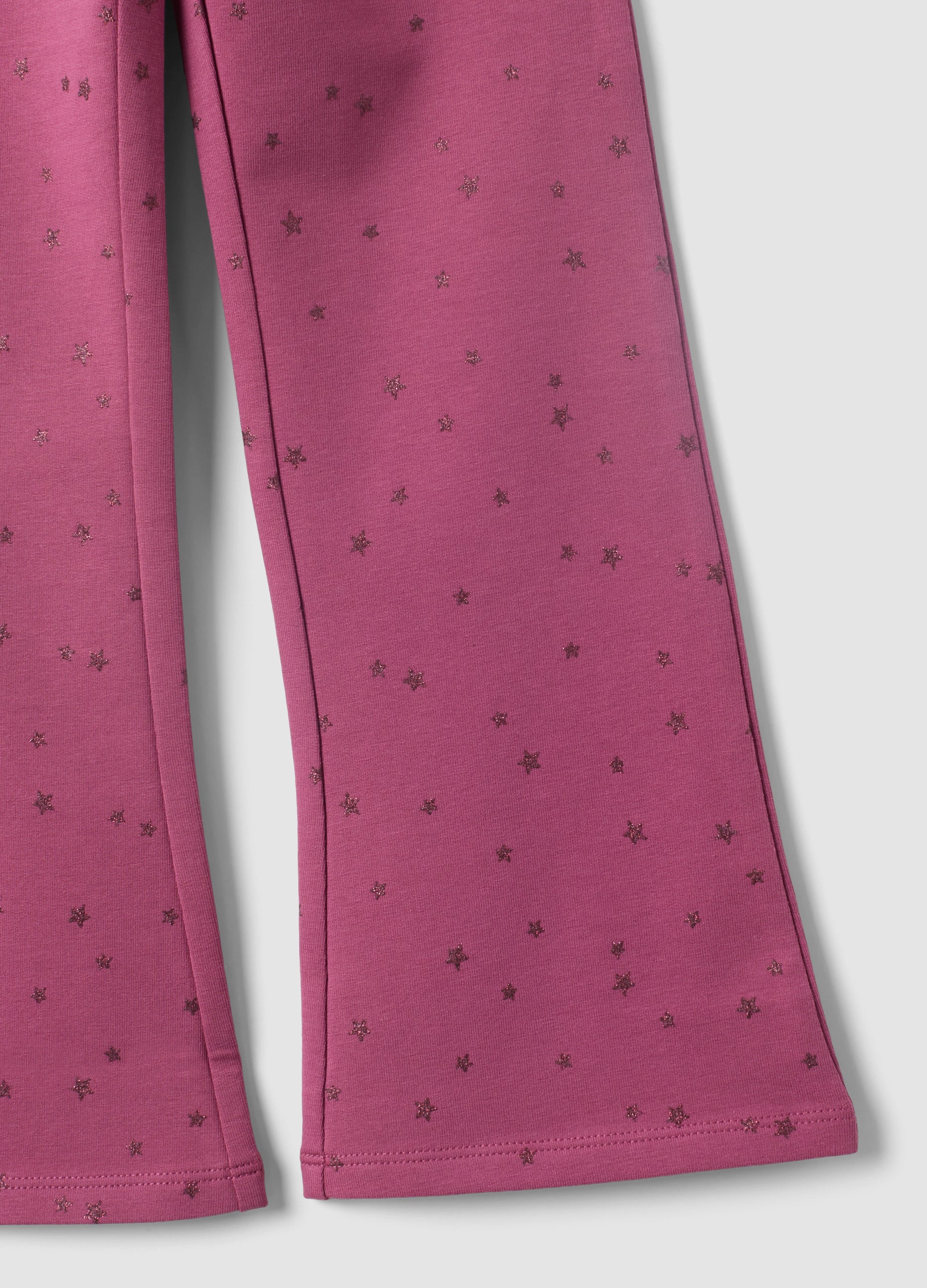 OVS Girls’ Purple Flared Stretch-Cotton Trousers With Star Print