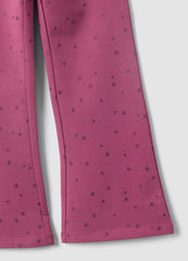 OVS Girls’ Purple Flared Stretch-Cotton Trousers With Star Print
