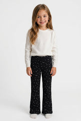 OVS Black Flared Stretch-Cotton Star-Print Trousers For Girls