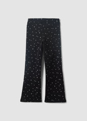 OVS Black Flared Stretch-Cotton Star-Print Trousers For Girls