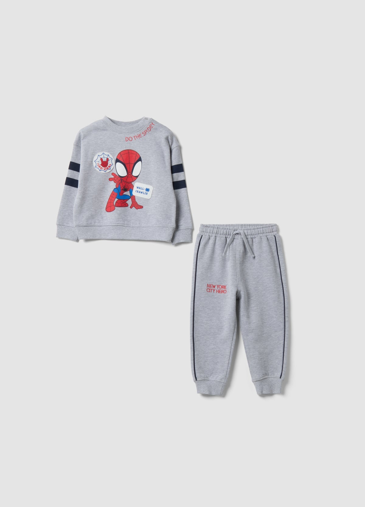 OVS Grey oversized cotton jogging set with Spidey print for baby boy