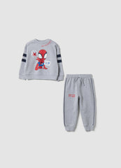 OVS Grey oversized cotton jogging set with Spidey print for baby boy