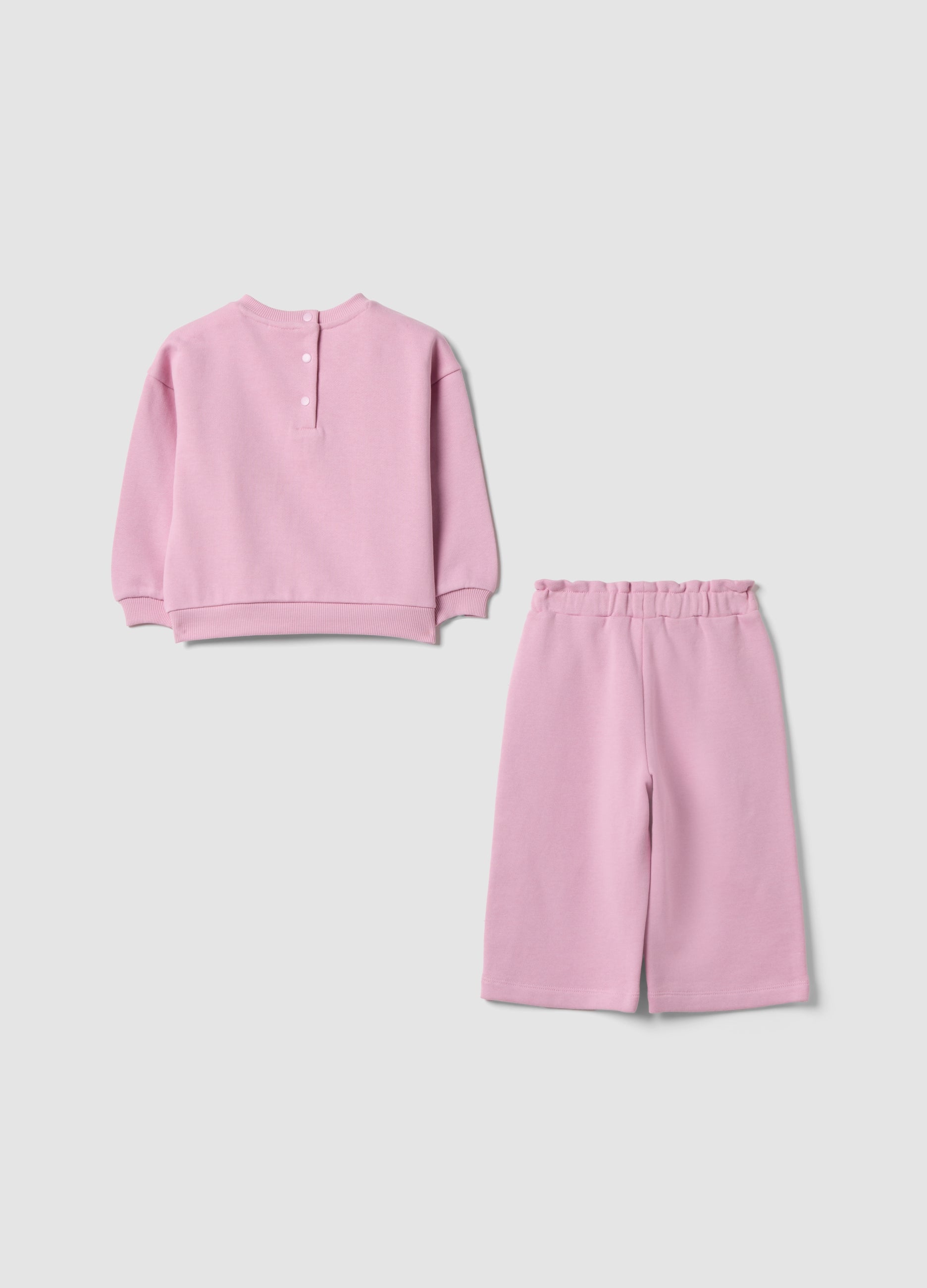 OVS Pink Pure Cotton Tracksuit With Lilo & Stitch Embroidery For Girls