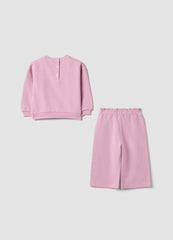 OVS Pink Pure Cotton Tracksuit With Lilo & Stitch Embroidery For Girls