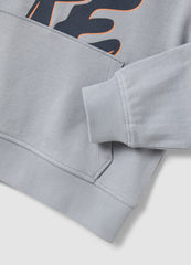 OVS Grey Oversized Pure Cotton Hoodie With Print And Kangaroo Pocket For Boys