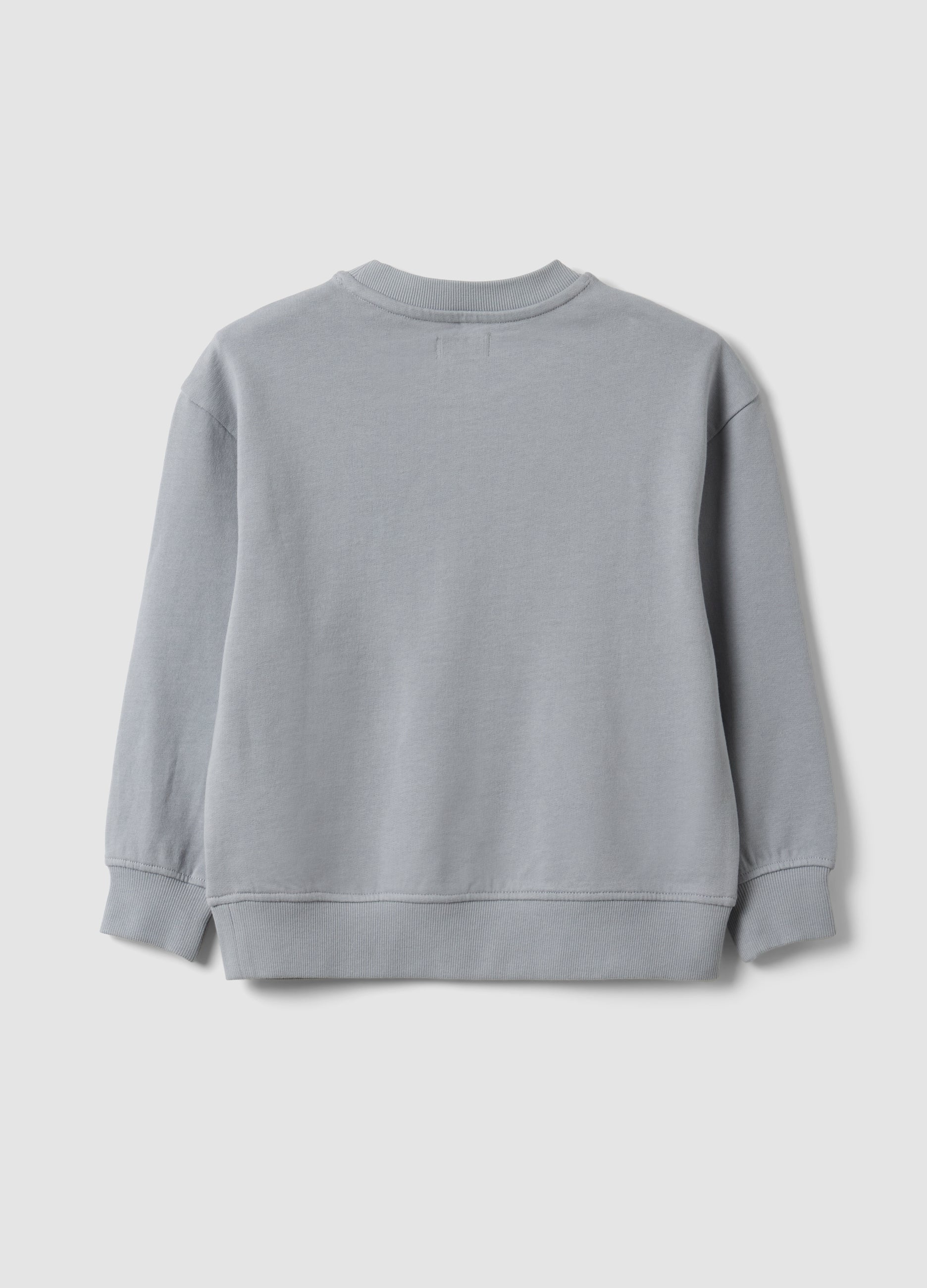 OVS Grey Oversized Pure Cotton Hoodie With Print And Kangaroo Pocket For Boys