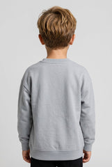 OVS Grey Oversized Pure Cotton Hoodie With Print And Kangaroo Pocket For Boys