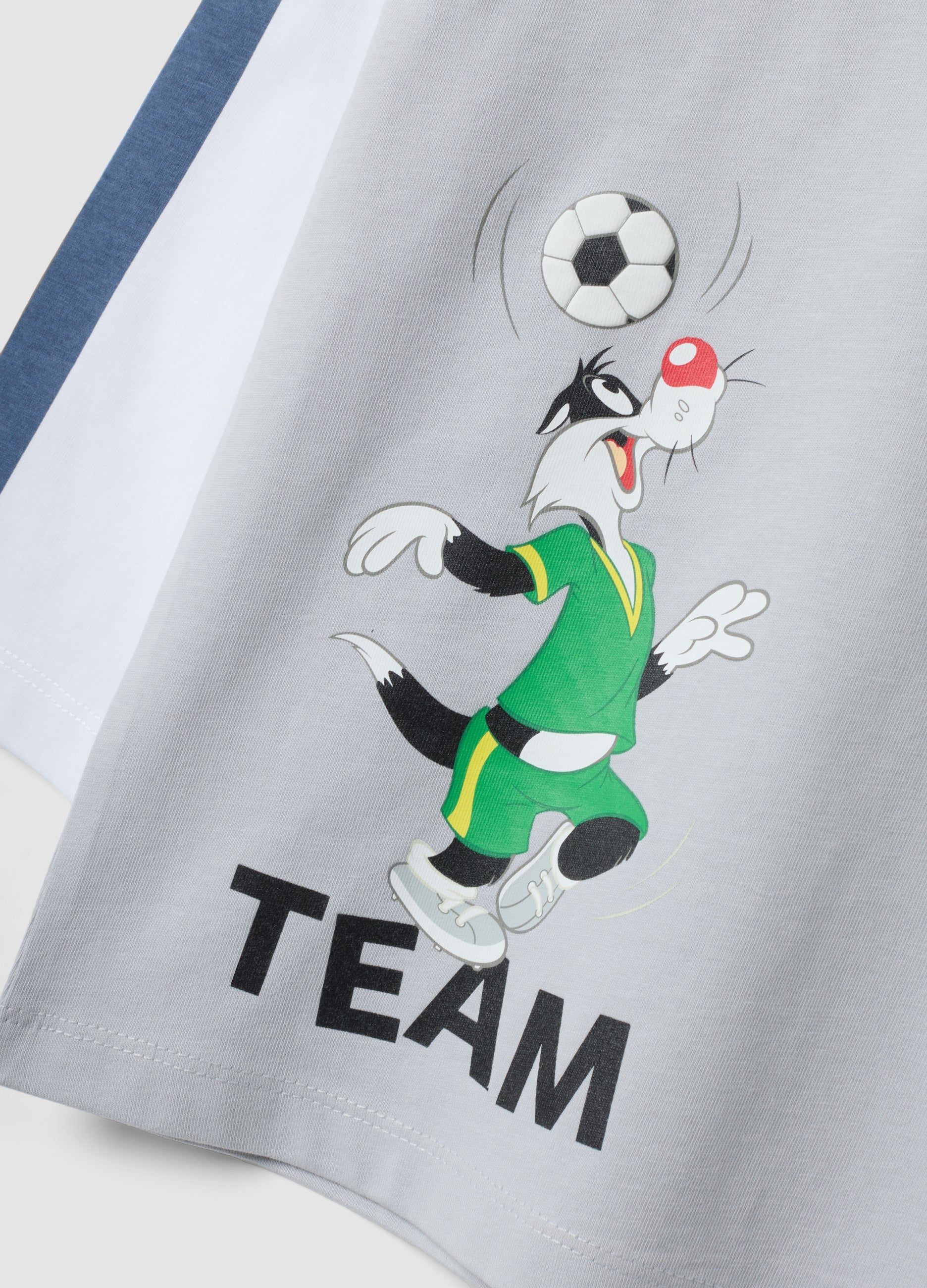 OVS Grey Pure Cotton Long-Sleeve Looney Tunes Print T-Shirt For Boys