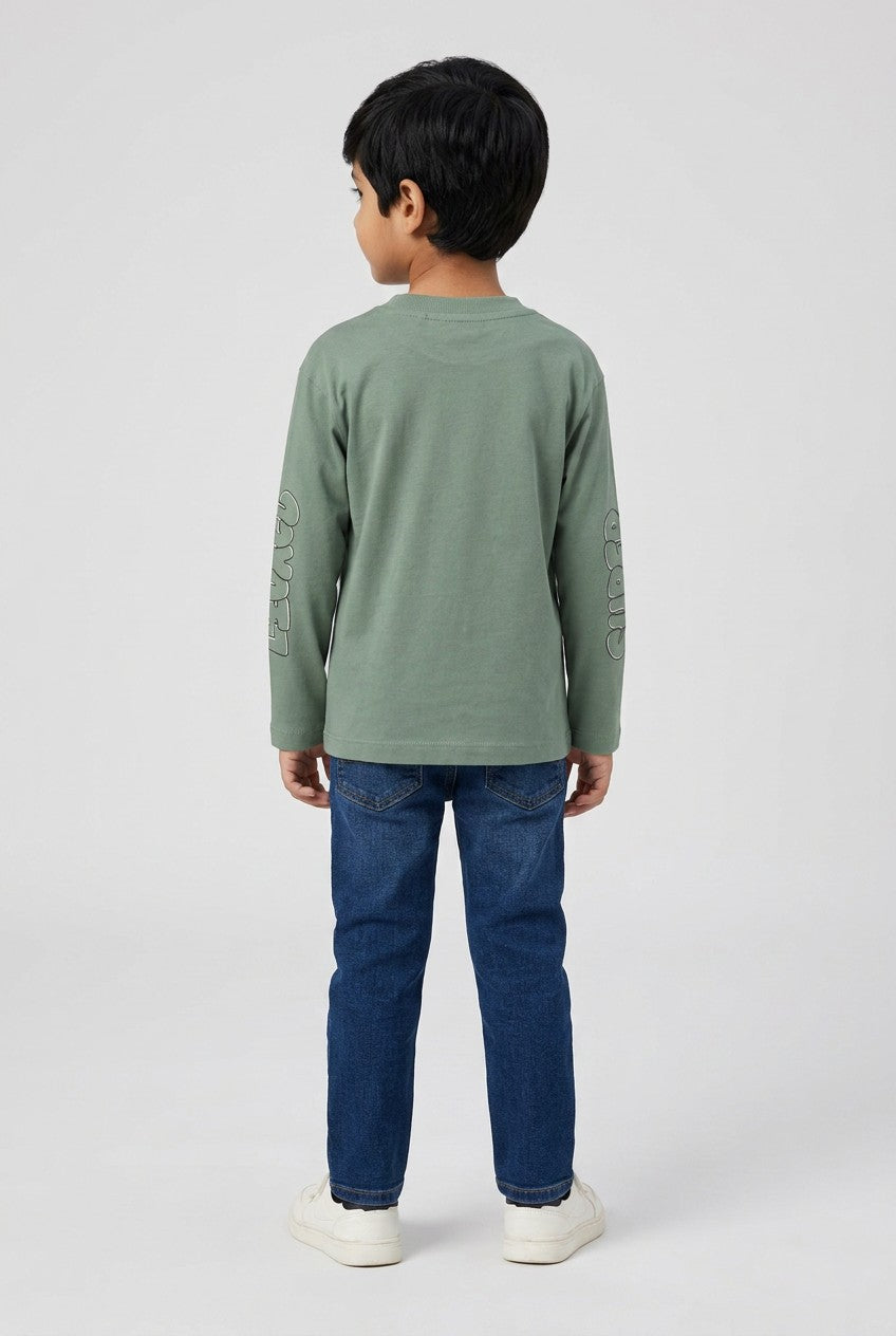 OVS Boys’ Green Pure Cotton Long-Sleeve Looney Tunes Print T-Shirt