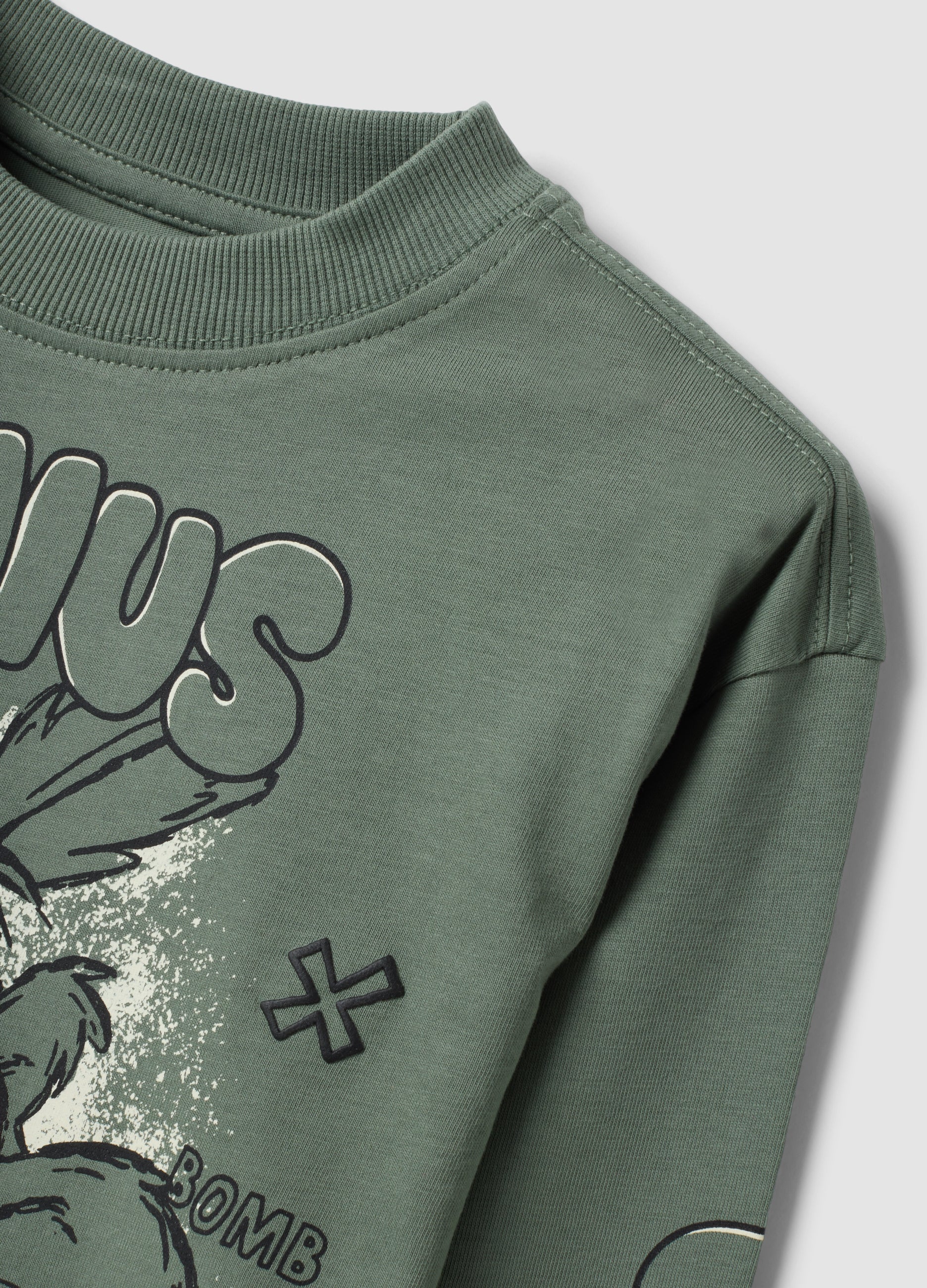 OVS Boys’ Green Pure Cotton Long-Sleeve Looney Tunes Print T-Shirt