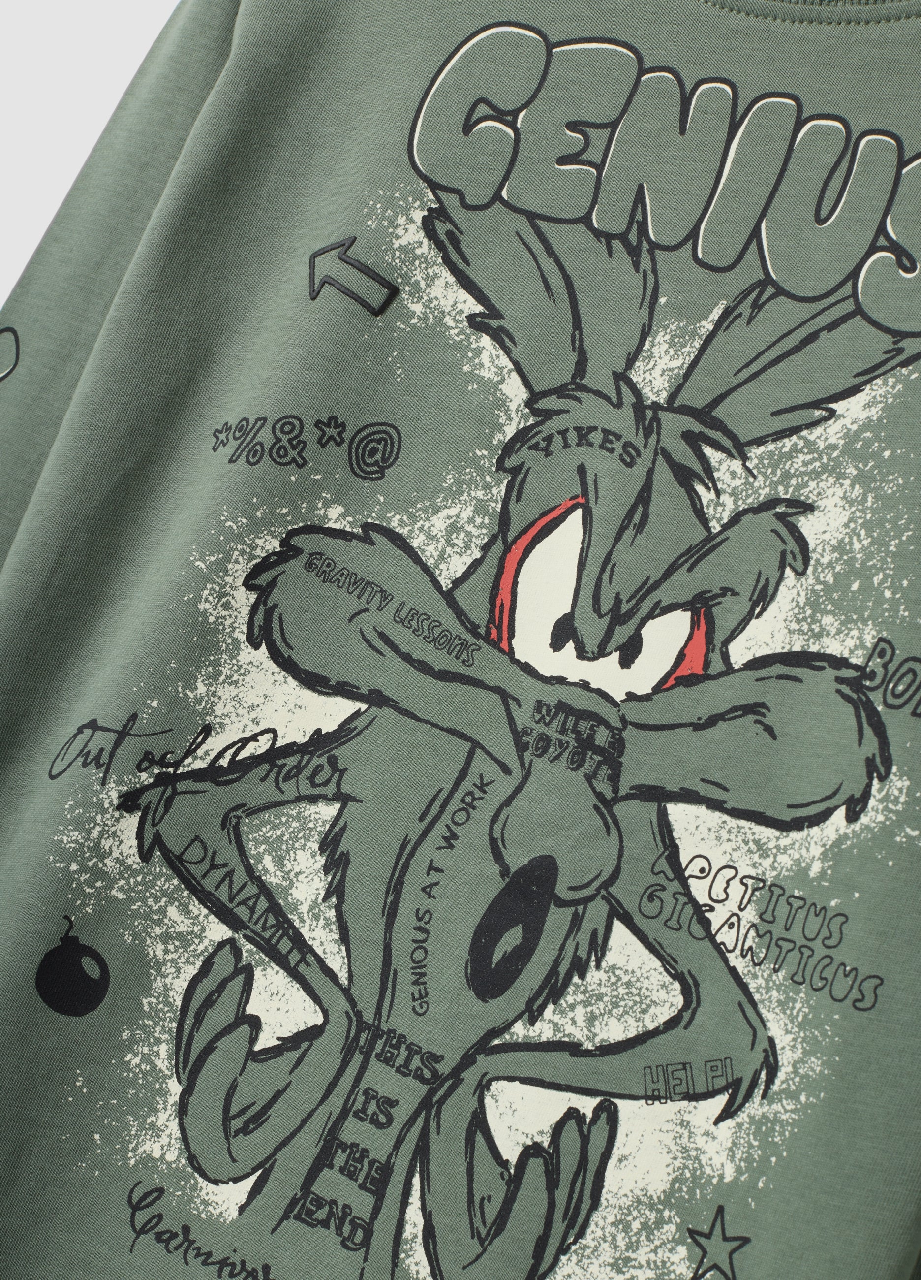 OVS Boys’ Green Pure Cotton Long-Sleeve Looney Tunes Print T-Shirt