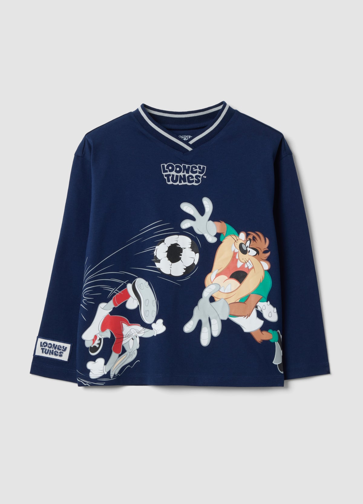 OVS Blue Long-Sleeve Pure Cotton Looney Tunes Print T-Shirt For Boys