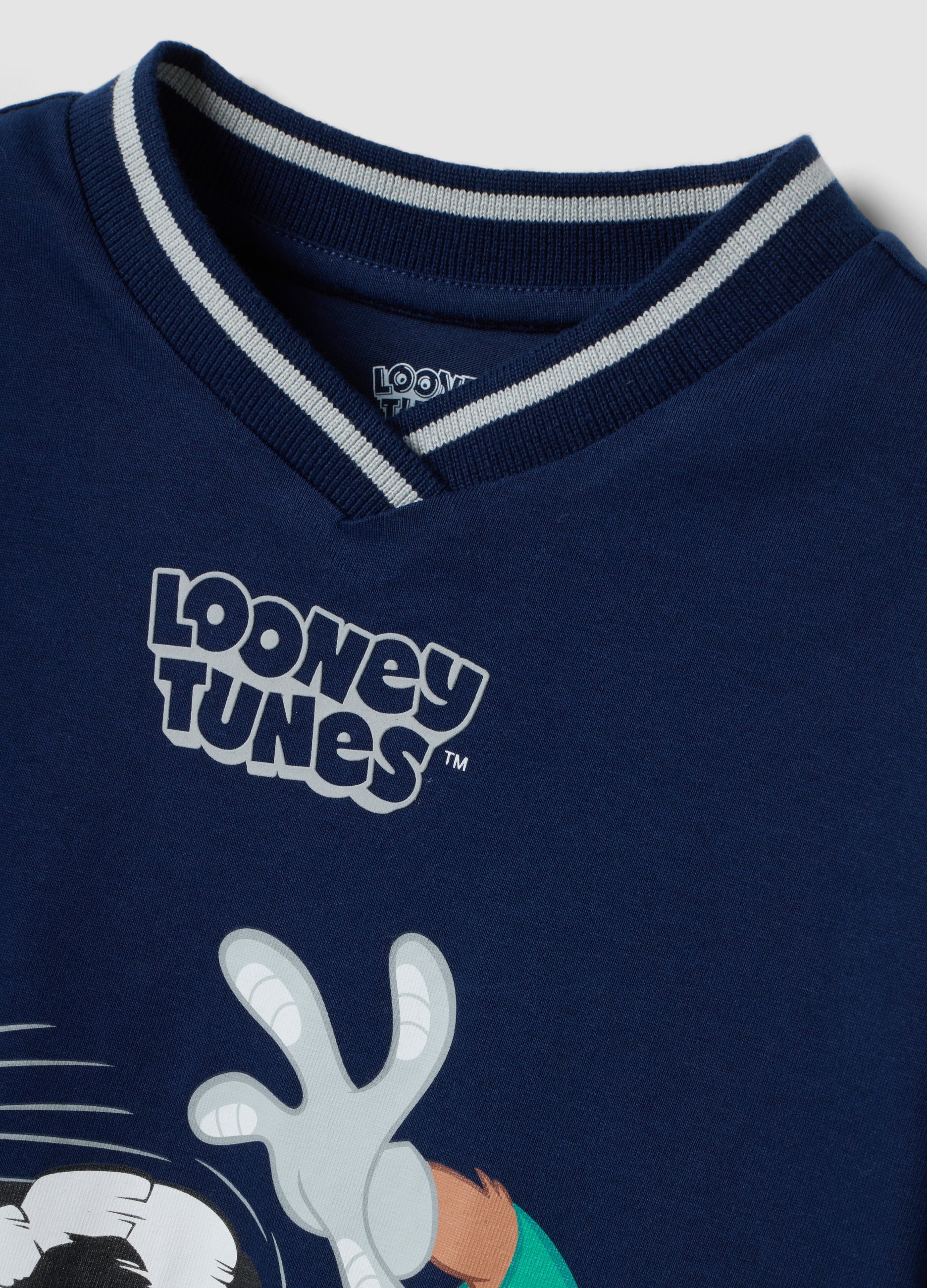 OVS Blue Long-Sleeve Pure Cotton Looney Tunes Print T-Shirt For Boys
