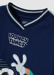 OVS Blue Long-Sleeve Pure Cotton Looney Tunes Print T-Shirt For Boys