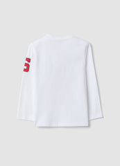 OVS White Long-Sleeve Pure Cotton T-Shirt With Spidey Print For Boys