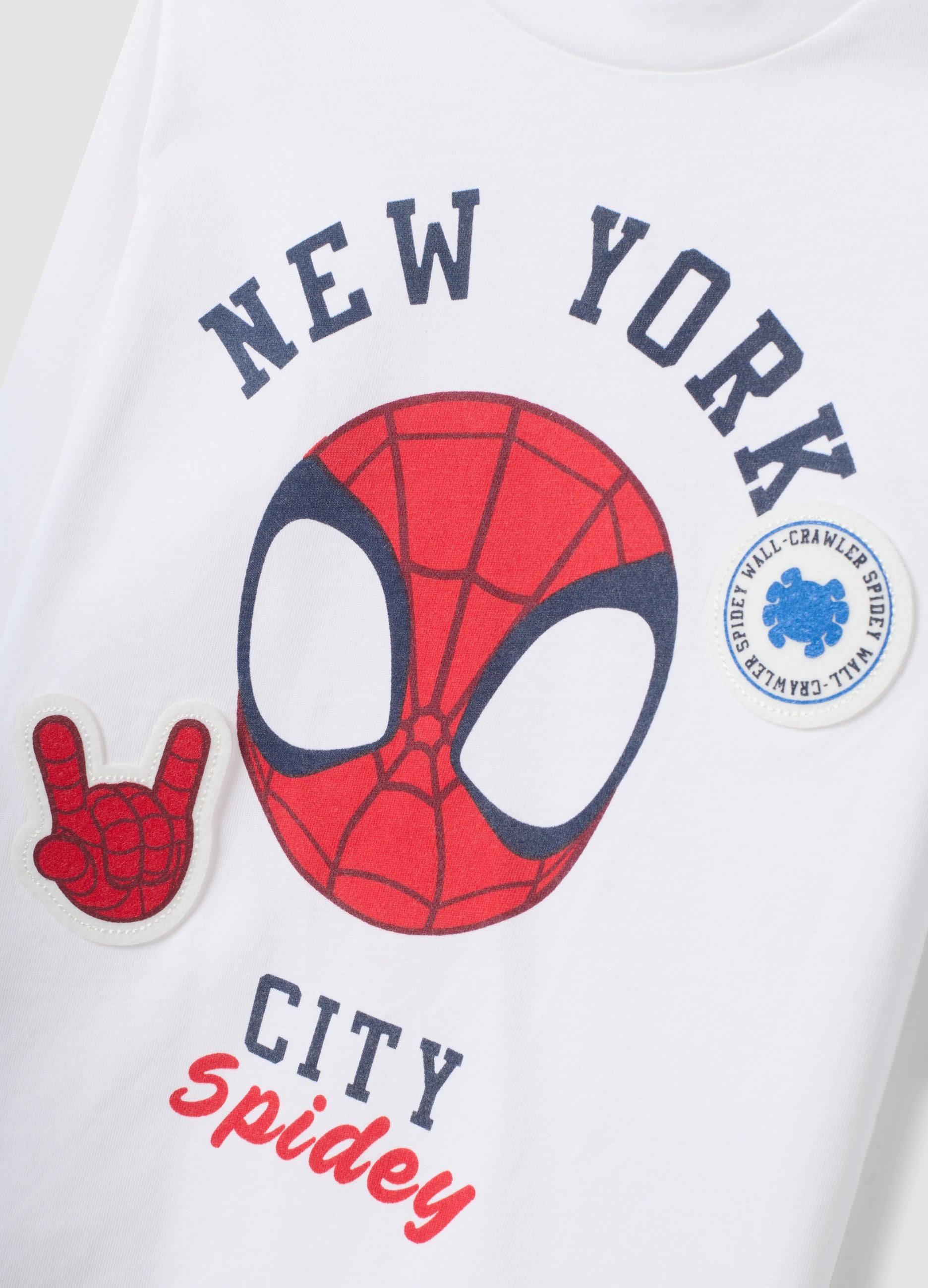 OVS White Long-Sleeve Pure Cotton T-Shirt With Spidey Print For Boys