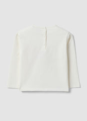 OVS White Long-Sleeve Stretch-Cotton T-Shirt With Lilo & Stitch Print