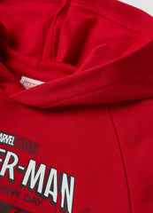 OVS Red Oversized Cotton-Blend Hoodie With Spider-Man Print For Boys