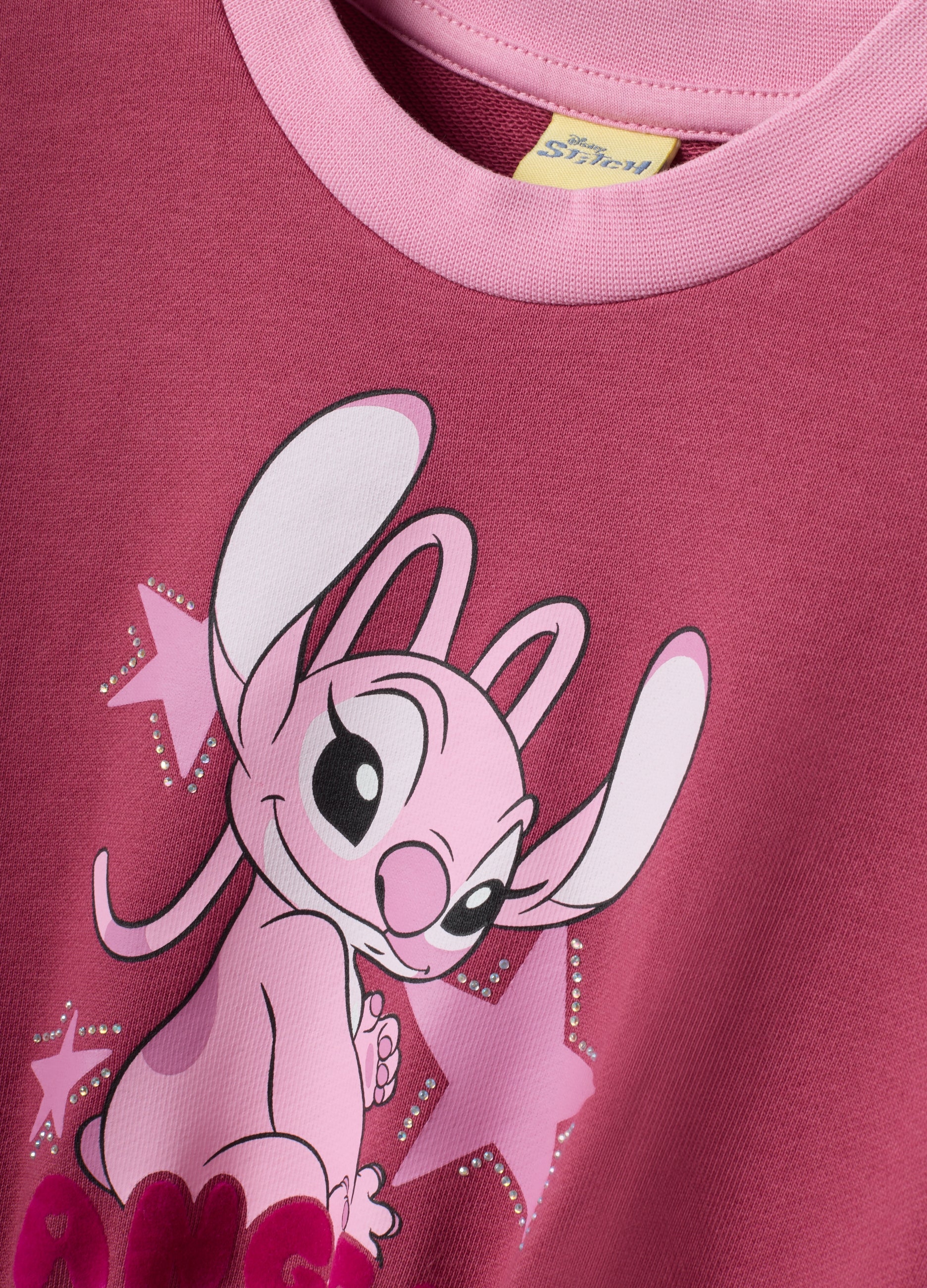 OVS Girls’ Pink Cotton-Blend Dress With Lilo & Stitch Print