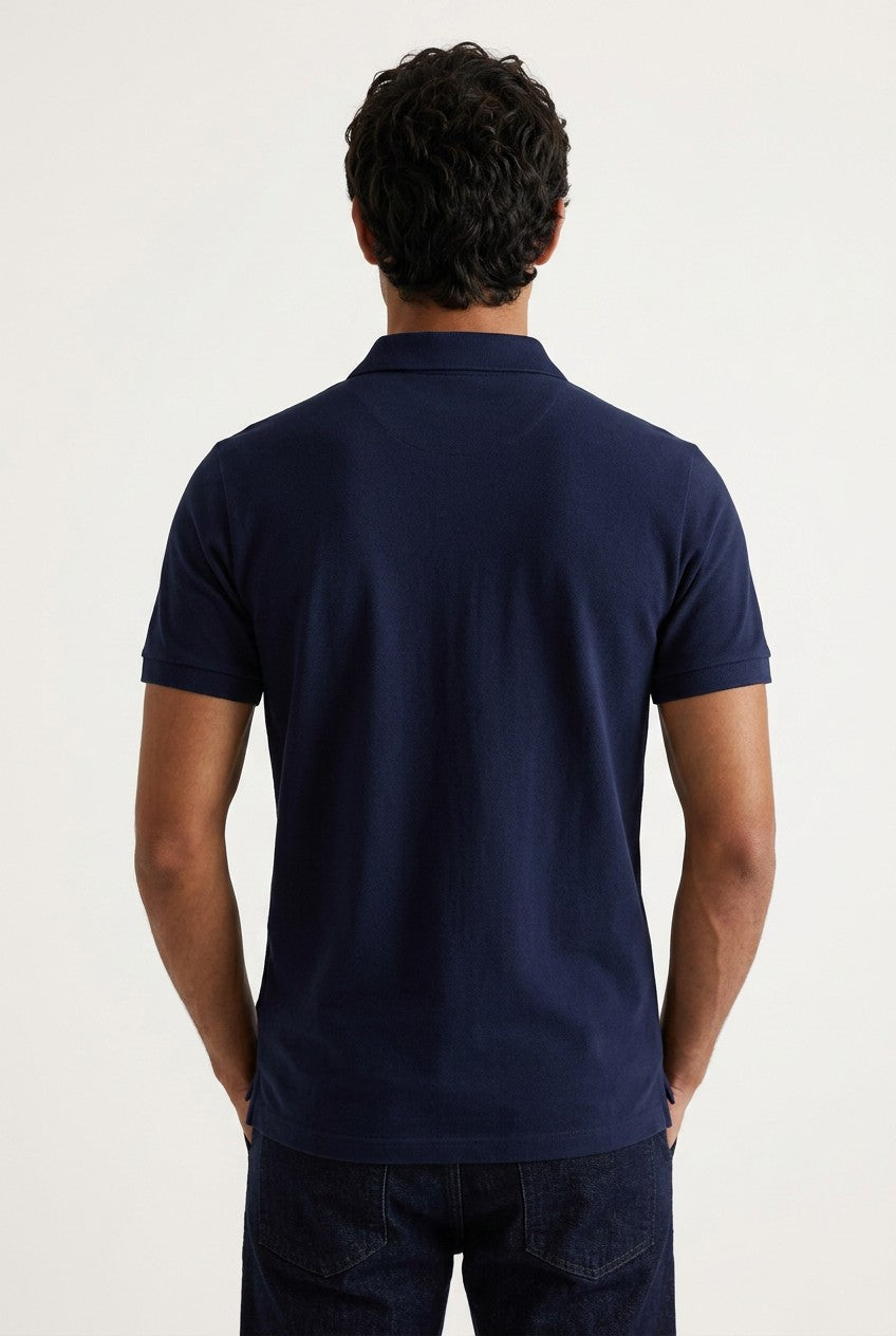 OVS Blue Pure Cotton Piquã© Polo Shirt With Classic Collar, Regular Fit