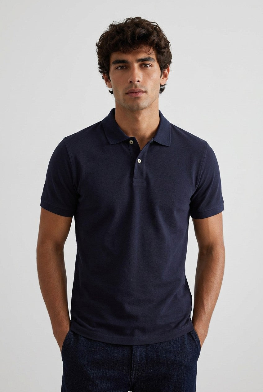OVS Black Pure Cotton Piquã© Polo With Classic Collar, Regular Fit