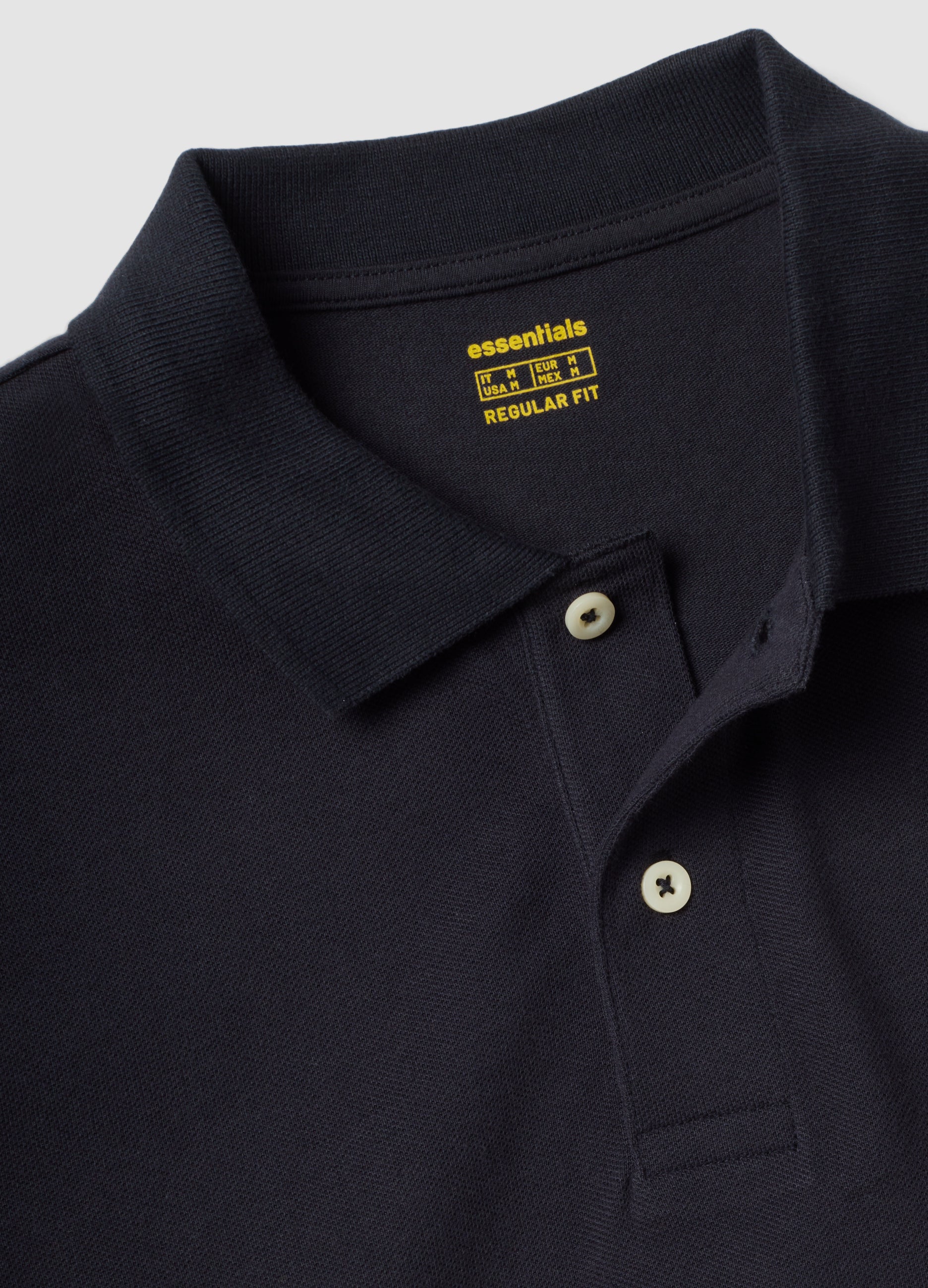 OVS Black Pure Cotton Piquã© Polo With Classic Collar, Regular Fit