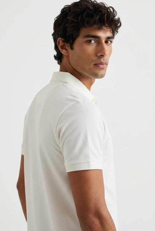 OVS White Pure Cotton Piquã© Polo Shirt With Classic Collar, Regular Fit