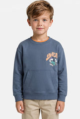 OVS Grey Oversized Pure Cotton Hoodie With Print And Kangaroo Pocket For Boys